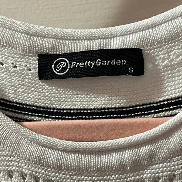 PrettyGarden Black White Striped Knit Pointelle Bodycon Tank Maxi Dress Small - Picture 4 of 11